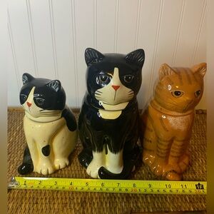 Vintage Linda Spivey Country Cats Kitchen Canister Set 3 Earthenware Artsy 2004